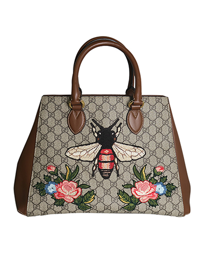 GG Supreme Top Handle Bag, &pound;695, Handbags, Beige/Tan, Canvas/Leather, Front view